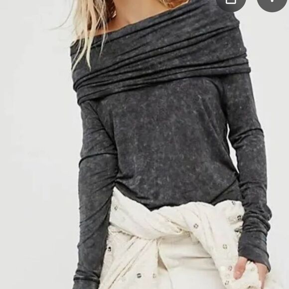 Free People We The Free Cosmo Cowl Neck Long Sleeve Shirt  Green Women’s Small - Picture 2 of 4